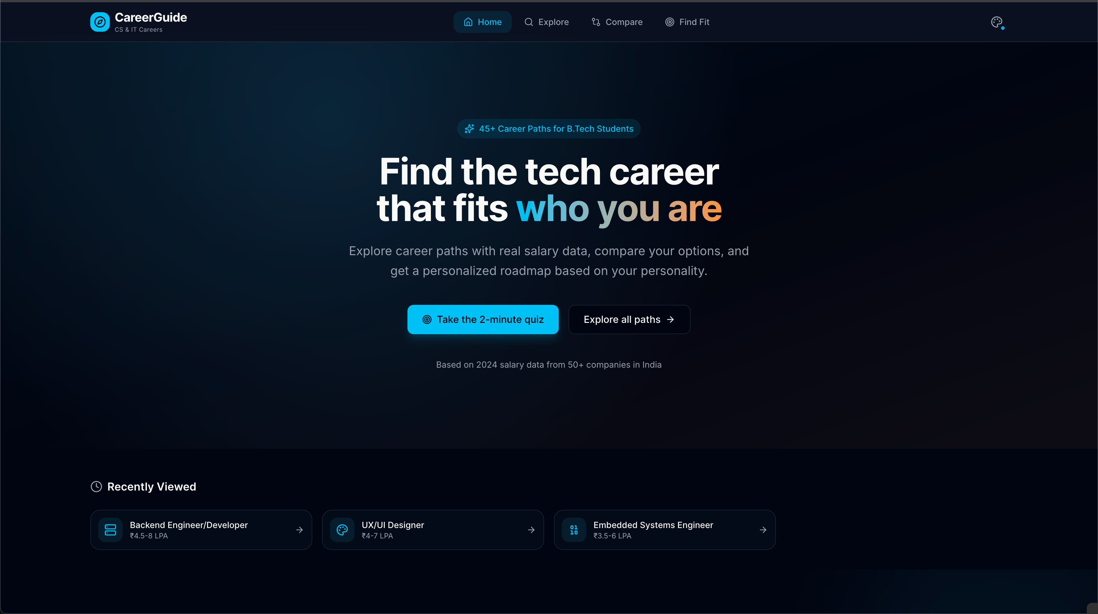 Screenshot of Tech Career Guide for CS Students