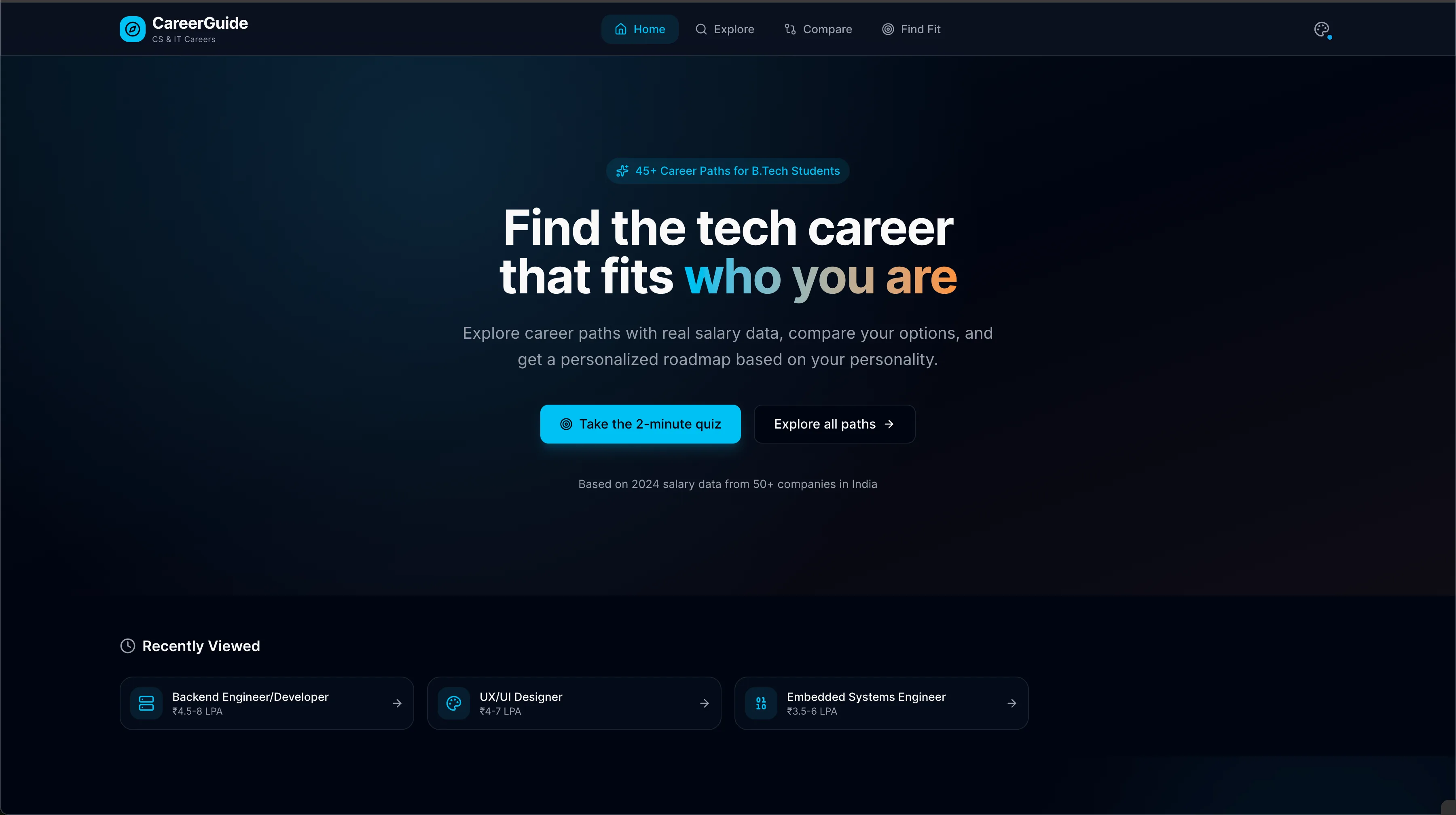 Tech Career Guide for CS Students screenshot