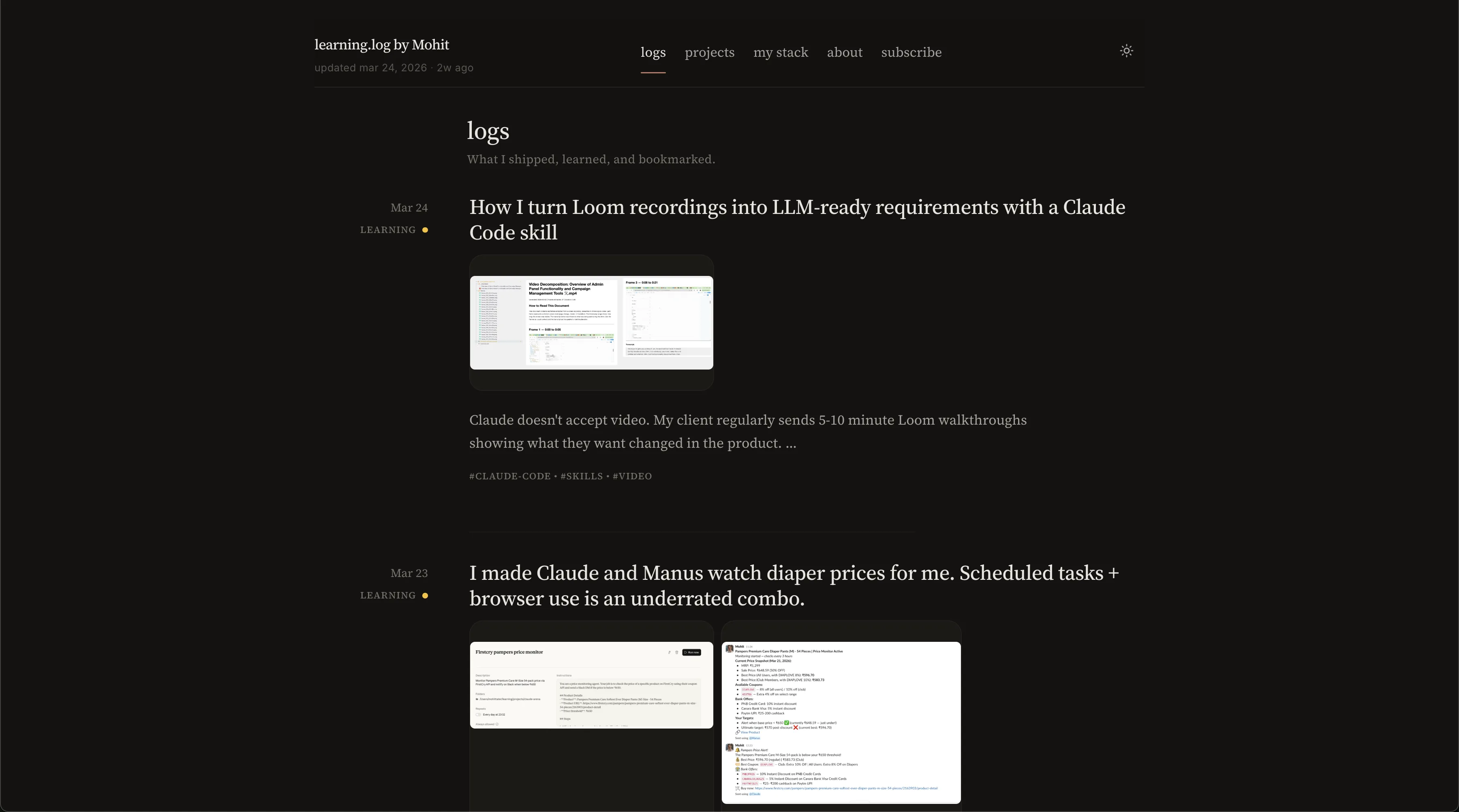 learning.log screenshot